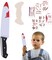 Halloween Costume for Kids Adult Women Men, Bloody Fake Knife Weapon Prop, Fake Knife with Fake Blood Add 7 Sheets Scar Tattoo Stickers, Scary Halloween Costume Accessories